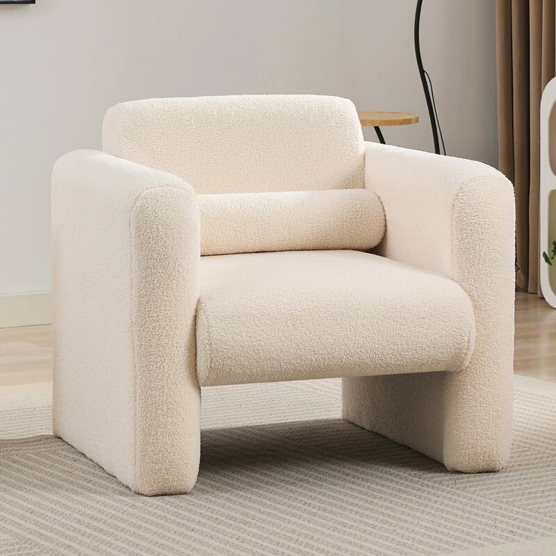 Sherpa Fabric Modern Accent Chair - Cozy Teddy Upholstery