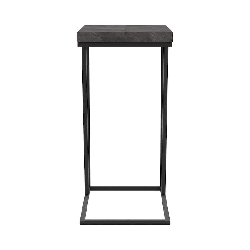 Accent Table Wooden Expandable Chevron Top, Gray