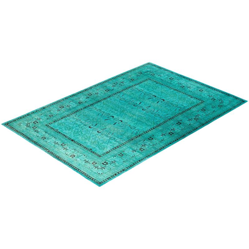 Fine Vibrance One-of-a-Kind Hand-Knotted Area Rug - Blue, 5' 3" x 7' 3" - 5' 3" x 7' 3"