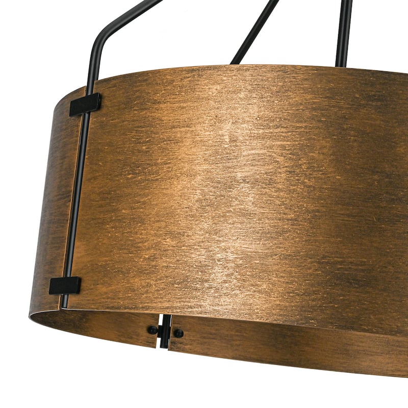 4-Light Modern Industrial Drum Pendant Light with Bronze Finish - W22.05"
