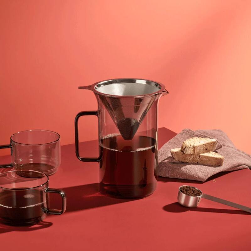 AdHoc Impact Pour Over Coffee Maker in Grey Glass 600ml