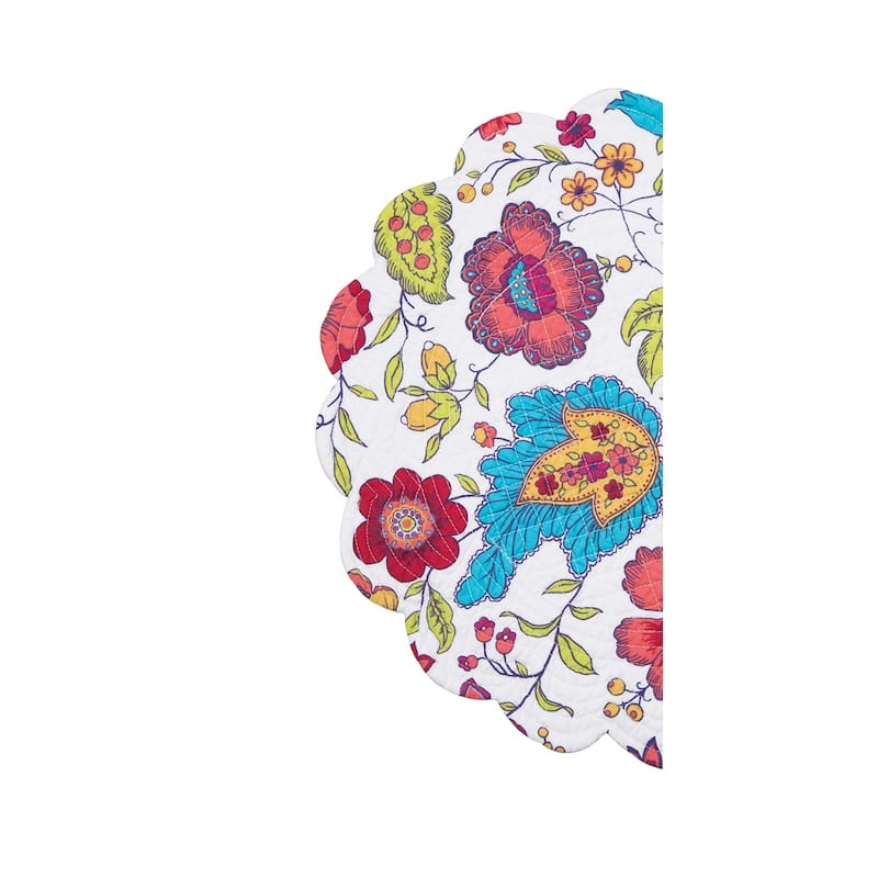 Teagan Cotton Quilted Round Reversible Placemat Set of 6 - Set of 6