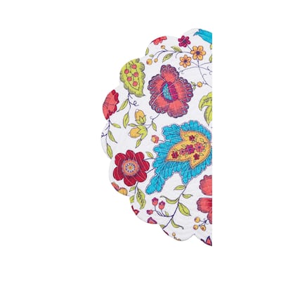 Teagan Cotton Quilted Round Reversible Placemat Set of 6 - Set of 6