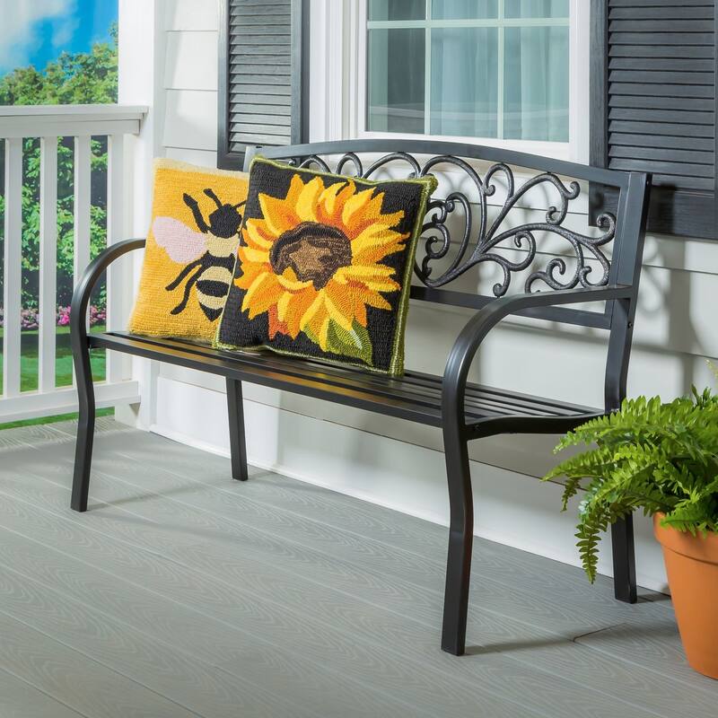 50 in. Blooming Metal Outdoor Garden Bench