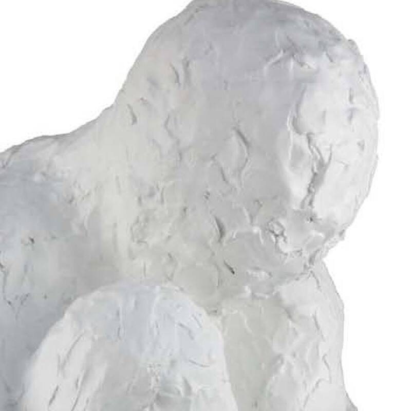 Roy Abstract Contemplative Man Figurine, White Resin Art, 27 Inch