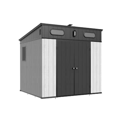 ALEKO Outdoor Shed 82" x 94" Solar Powered Lighting Garden Tool Storage w/ Floor