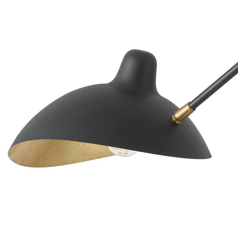 Farmhouse Matte Black 3-Light Semi Flush Mount Ceiling Light with Gold Leaf