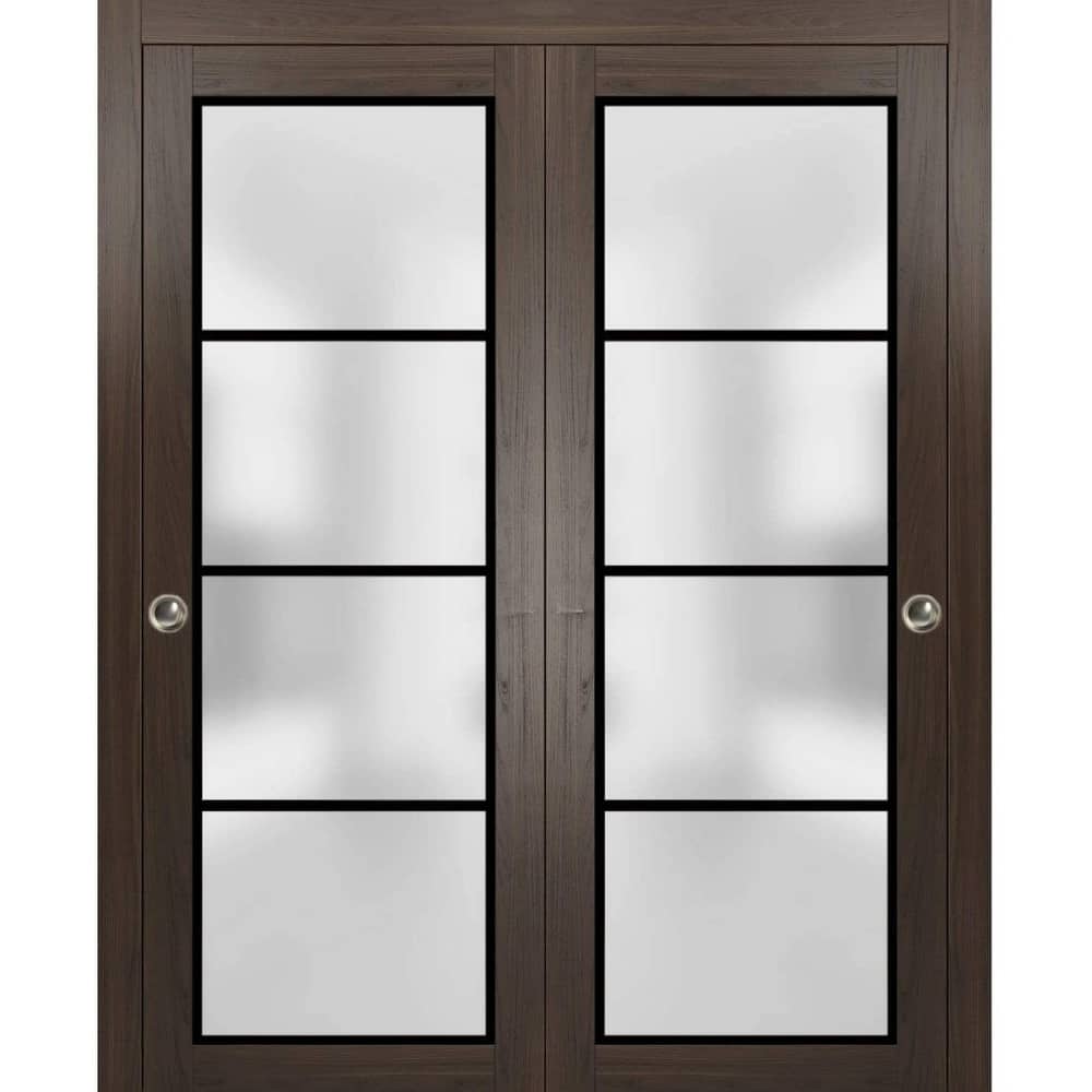 Bypass Doors 36 x 80 Planum 2132 Chocolate Ash Sturdy Rails