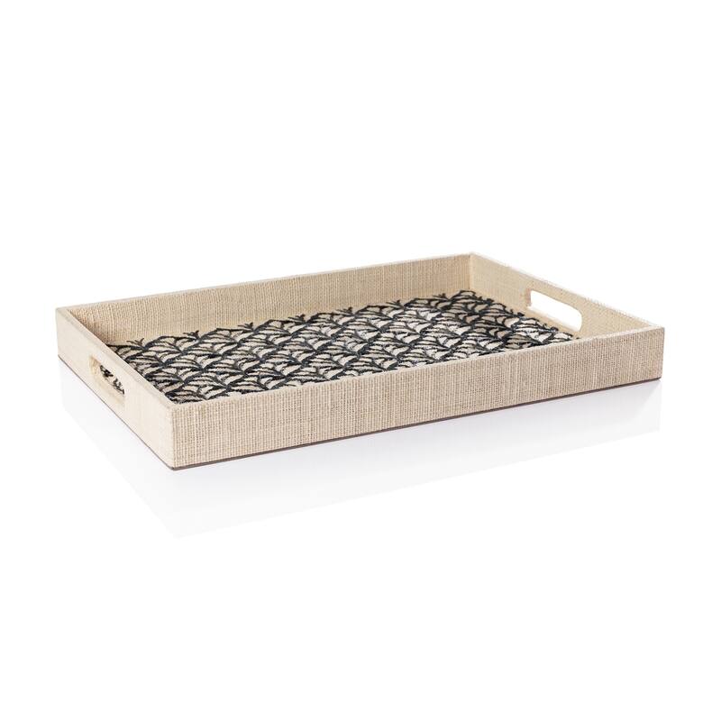 Canaria Petals Natural Fiber Raffia Serving Tray