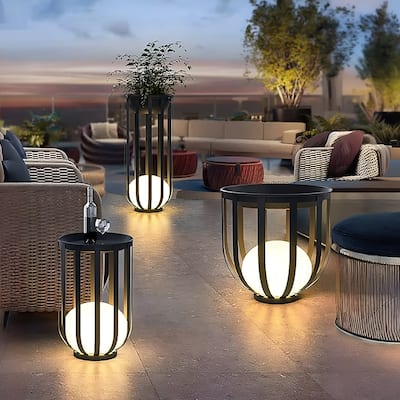 Solar Outdoor LED Floor Lamp with Plant Stand