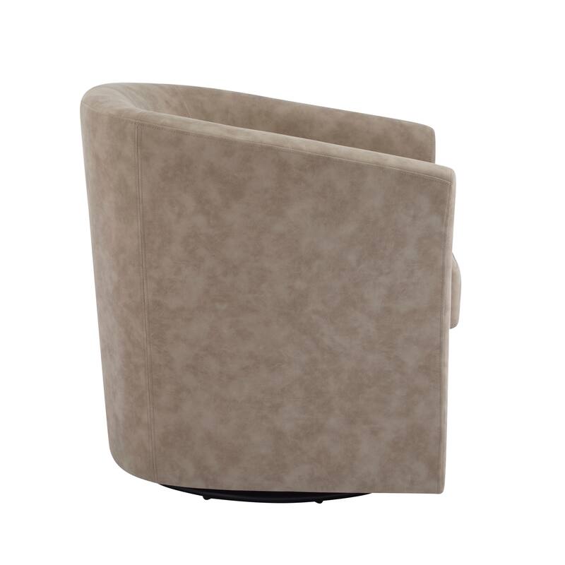 Roomfitters Wilmore Faux Leather Swivel Barrel Accent Chair, Modern 360-Degree Lounge Seating