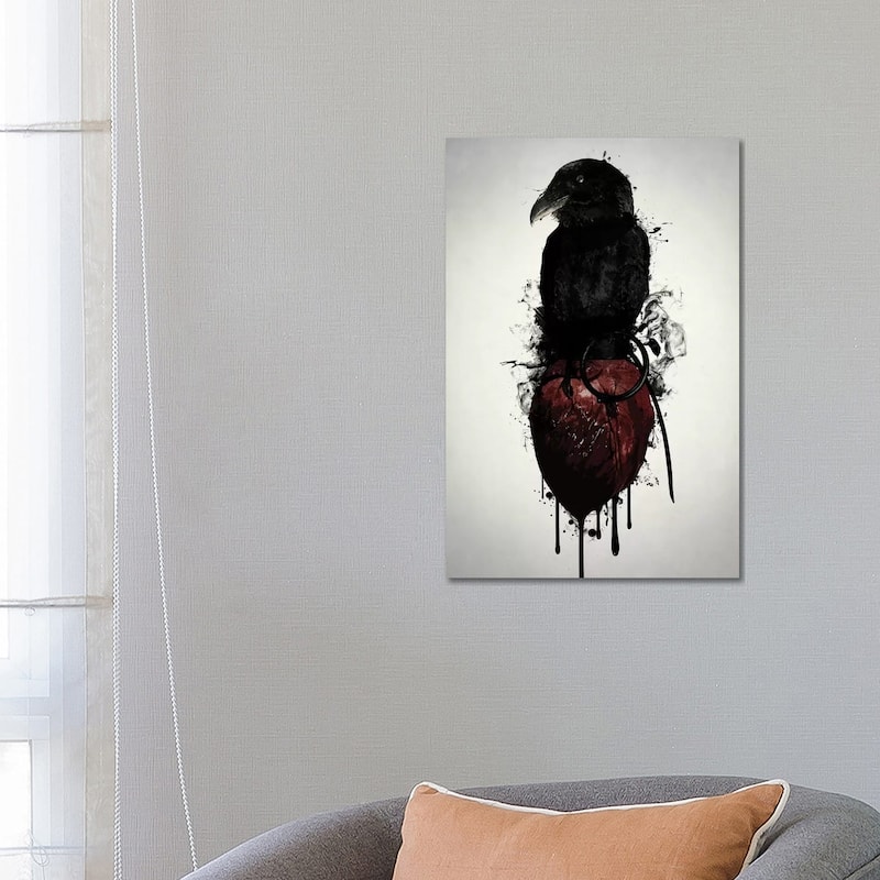 iCanvas "Raven and Heart Grenade" by Nicklas Gustafsson Canvas Print - 26x18x1.5