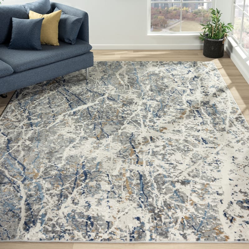 Lumina Grey Abstract Area Rug - Overstock - 35473957