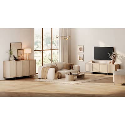WAMPAT Modern TV Stand and Sideboard Buffet Cabinets Set of 2, Entertainment Center with Storage, Multifunctional Cabinet