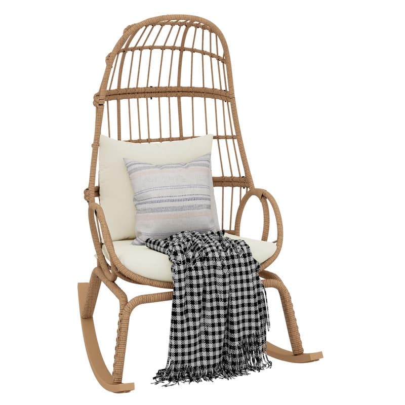 Moasis Outdoor Narrow Wicker Egg Chair Basket with Cushions