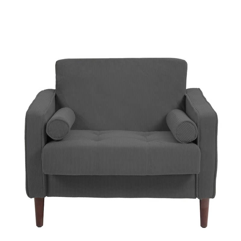 2 Set Upholstered Wide Comfy Accent Club Chair with Wood Leg - 34.6" W x 30.6" D x 28.7" H