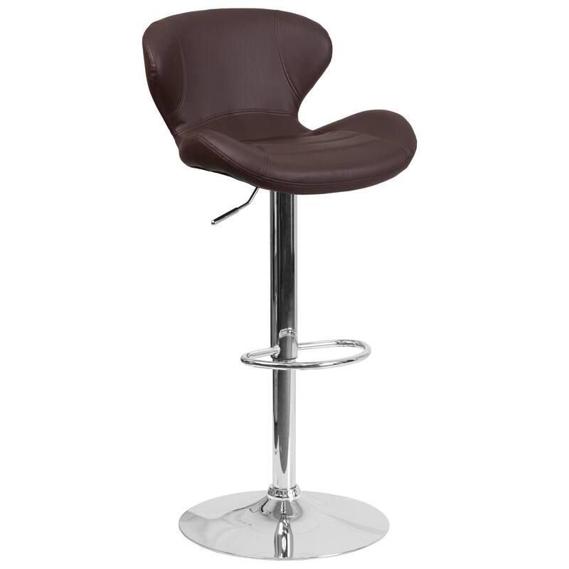 Modern Low-back Height-adjustable Chrome/Vinyl Barstools (Set of 2)