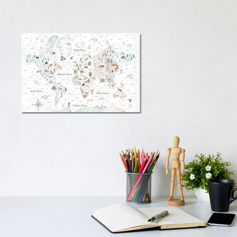 iCanvas "World Traveler I Dot BG" by Laura Marshall Canvas Print - 8x12x0.75