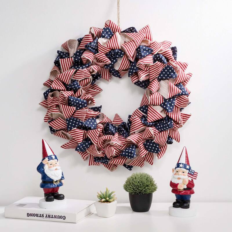 Glitzhome 6 Feet Americana Patriotic July 4th Fabric Garland Wreath - 72"L