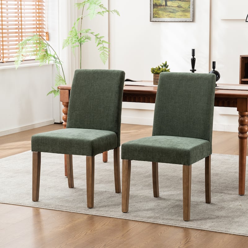 Upholstered Modern Dining Chairs, Linen Fabric Side Chairs Set of 2