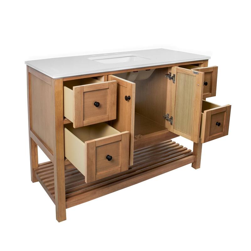 KitchenBathCollection Lakeshore 48" Bathroom Vanity with Engineered White Top
