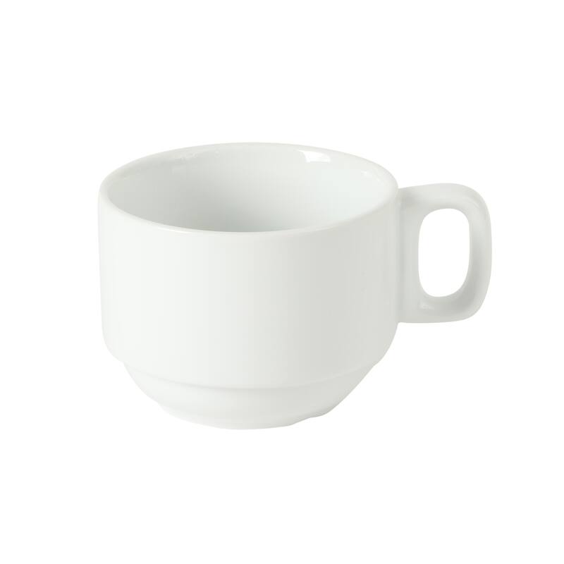 Gibson Home Gracious Dining Cups and Saucers Set of 4, Stackable Coffee Set with Metal Stand for Espresso and Cuppuccino