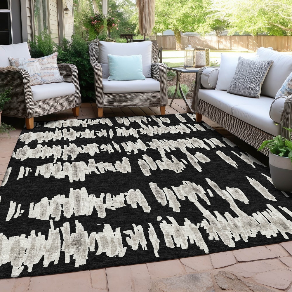 Machine Washable Indoor/ Outdoor Chantille Abstract Contemporary Rug