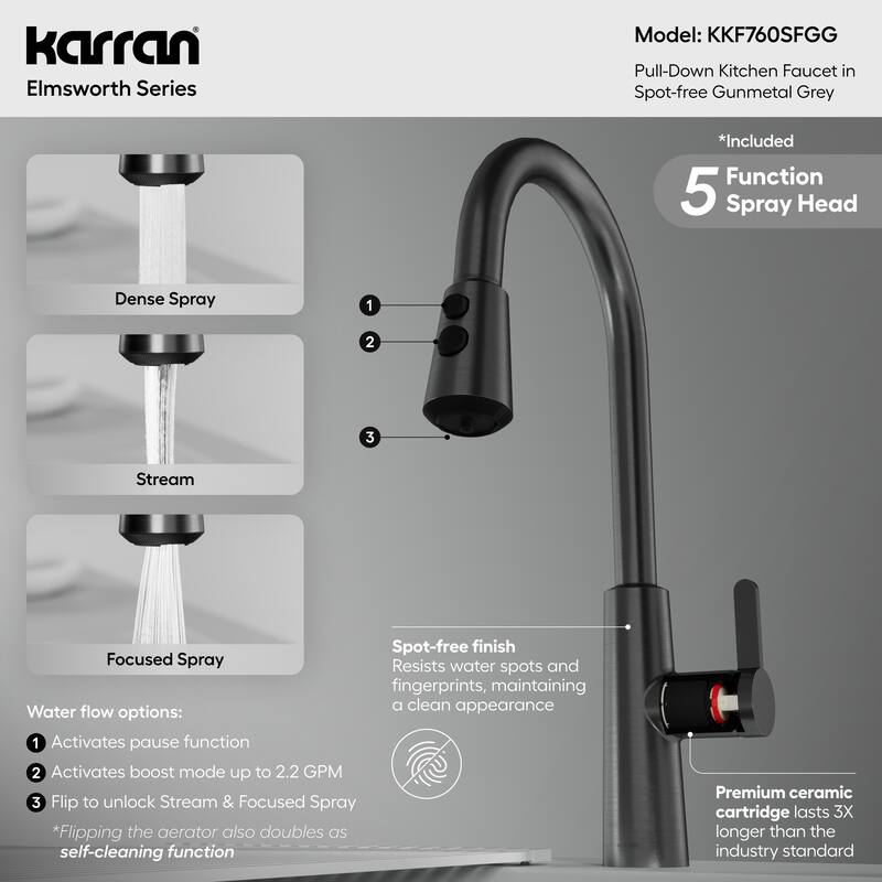 Karran Elmsworth Pull-Down Sprayer Kitchen Faucet
