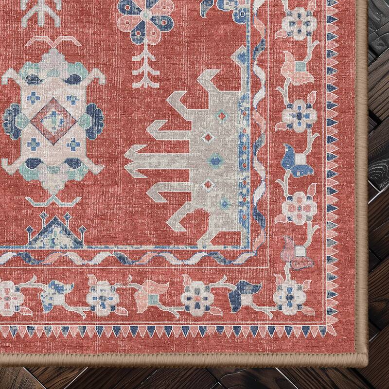 Well Woven Apollo Serapi Delhi Floral Medallion Low Pile Easy Care Rug