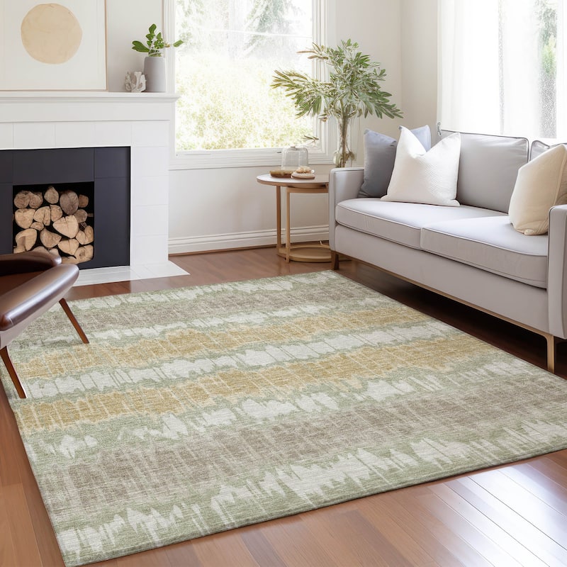 Machine Washable Indoor/ Outdoor Chantille Abstract Ombre Rug
