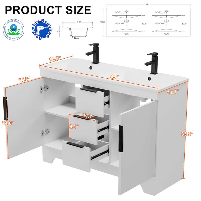 Vertical Stripes Bathroom Vanity Set with Sink Top & Faucet