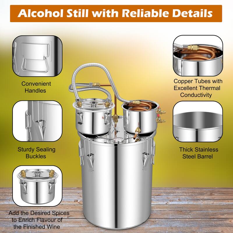 Costway Still 10Gal Stainless Steel Distiller Copper Tube - See Details