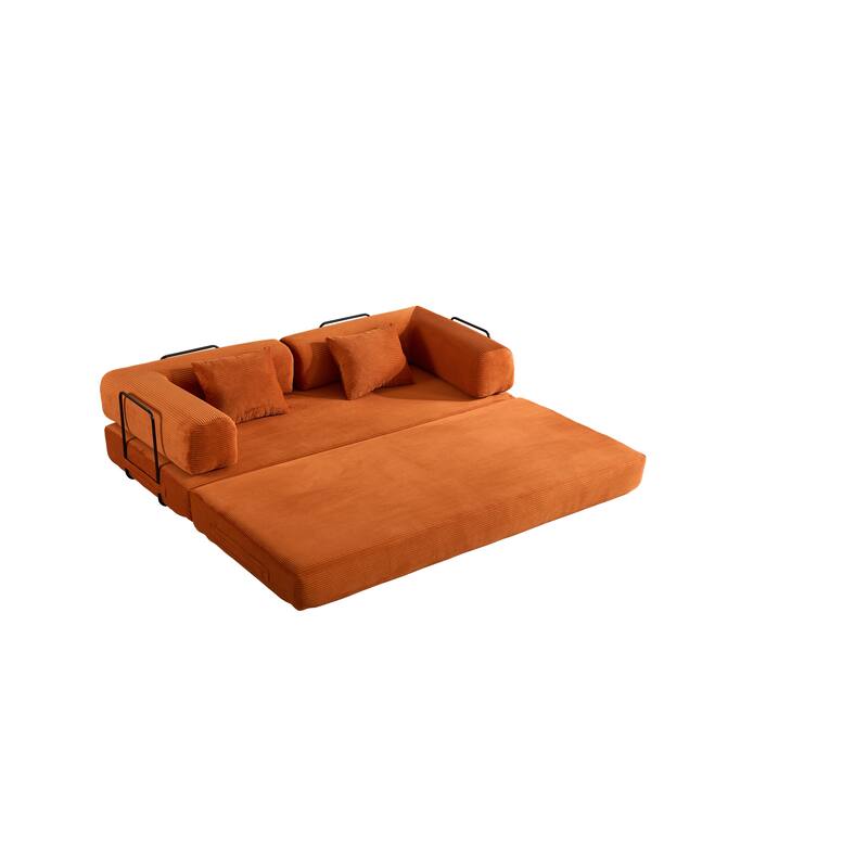 Convertible Sleeper Sofa Bed with Pillow, Modern Corduroy Folding Mattress Couch, Floor Sofa Lounge for Compact Spaces