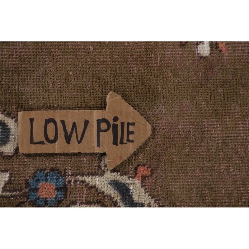 Brown Over Dyed Tabriz Persian Vintage Rug Handmade Wool Carpet - 9'3"x 12'7"