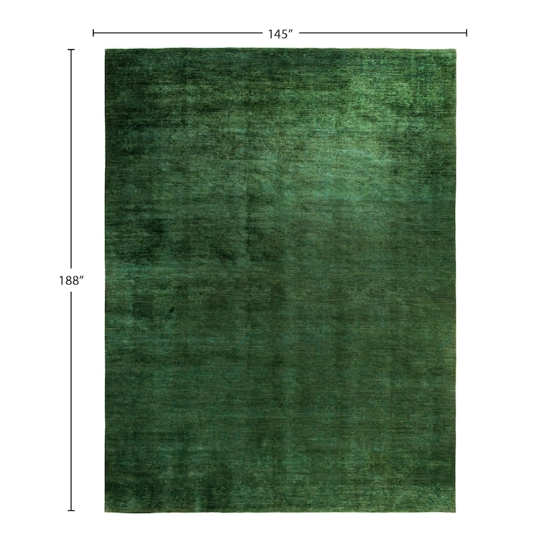 Overdyed One-of-a-Kind Hand-Knotted Area Rug - Green - 12' 1" x 15' 8"