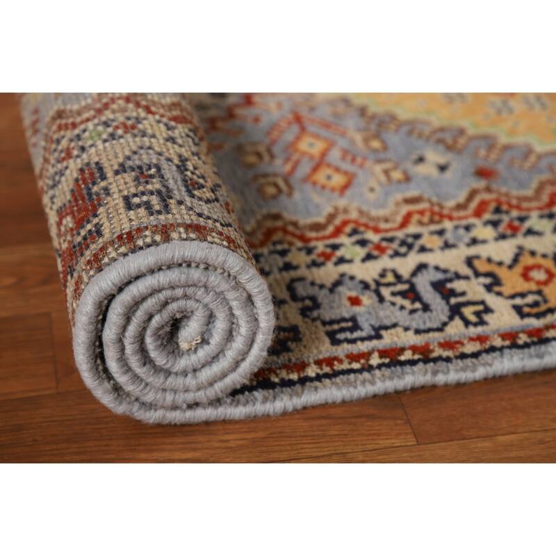 Geometric Traditional Heriz Serapi Runner Rug Handmade Wool Carpet - 2'7"x 8'1"