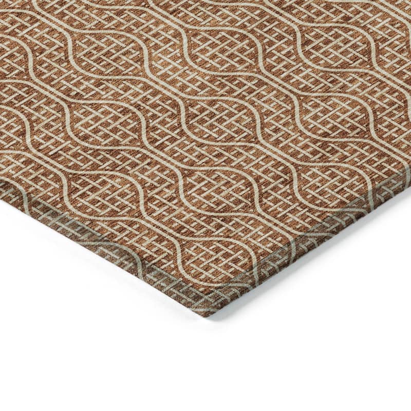 Machine Washable Indoor/ Outdoor Chantille Criss Cross Geo Rug