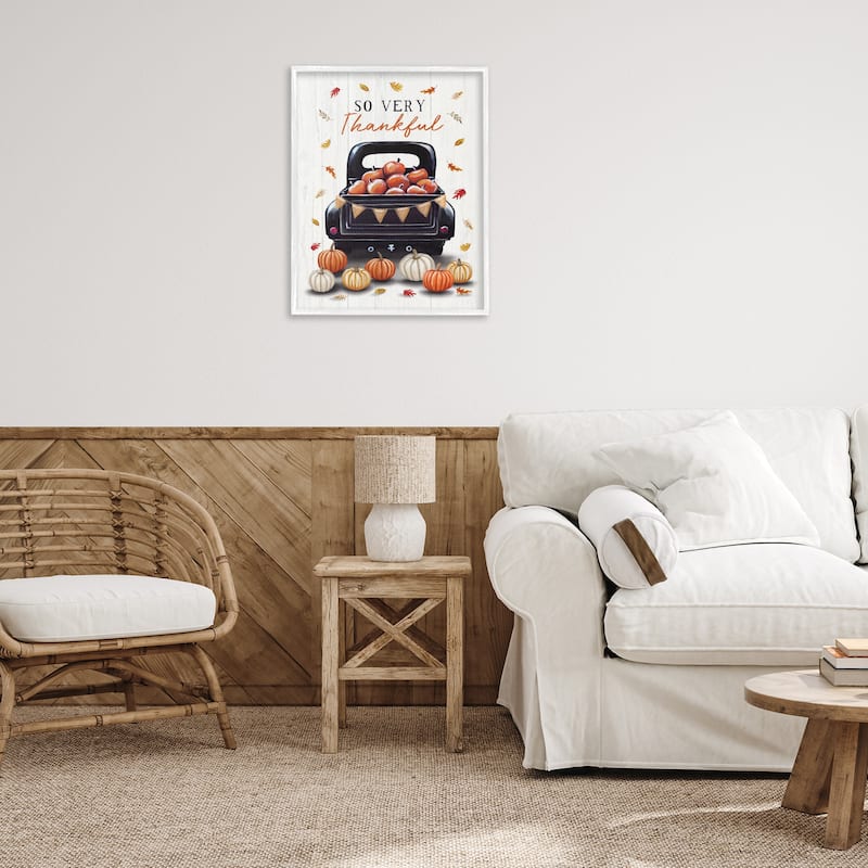 Stupell Autumnal So Very Thankful Framed Giclee Art Design By Elizabeth Tyndall