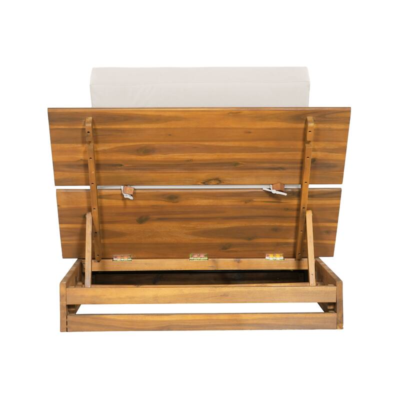 Christopher Knight Home - Modern Indoor/Outdoor Acacia Wood 3-Position Adjustable Chaise Lounge with Water-Resistant Cushion