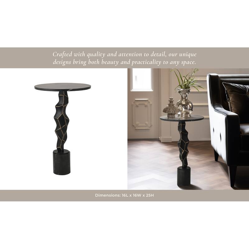 Sagebrook Home Luxurious 25" Aluminum & Marble Accent Table - 16" x 16" x 25"