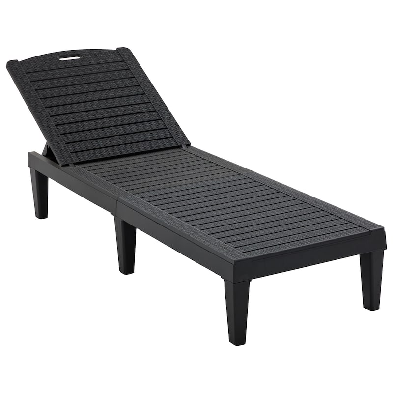2-Piece Outdoor Chaise Lounges Resin Pool Lounge Chairs Outdoor Chaise Lounge Chair Set with Adjustable Backrest (Set of 2)