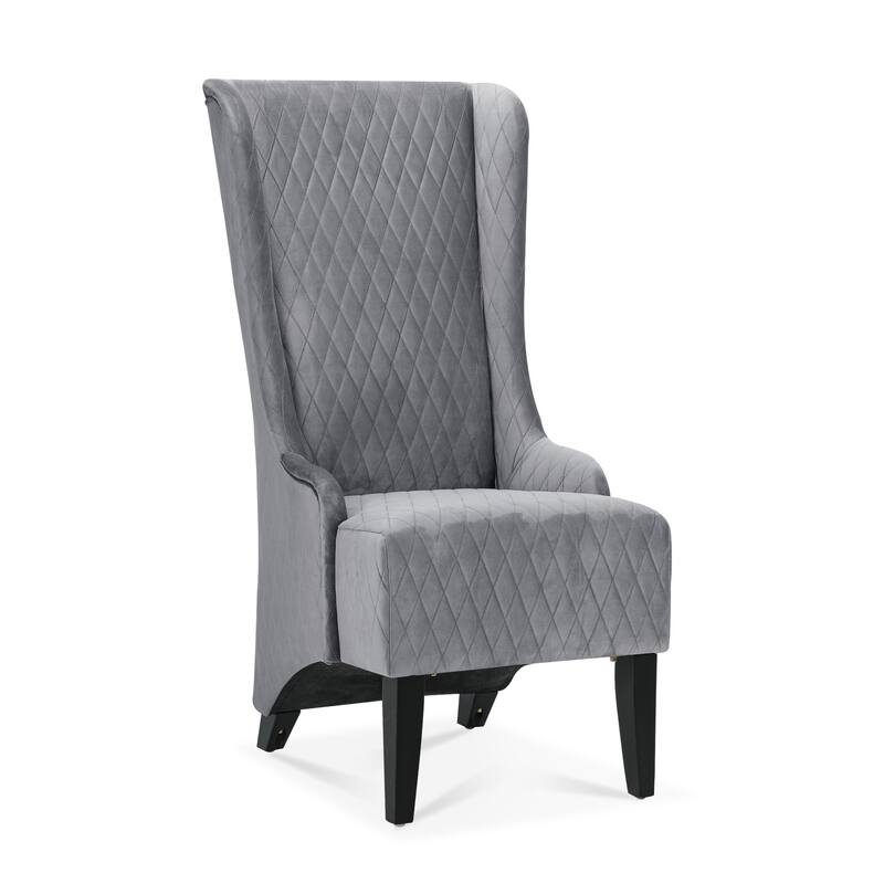 Elegant Reading Chair Upholstered Chair with High Back, Gray Lounge Chair Decorative Chair Corner Chair with Wood Legs