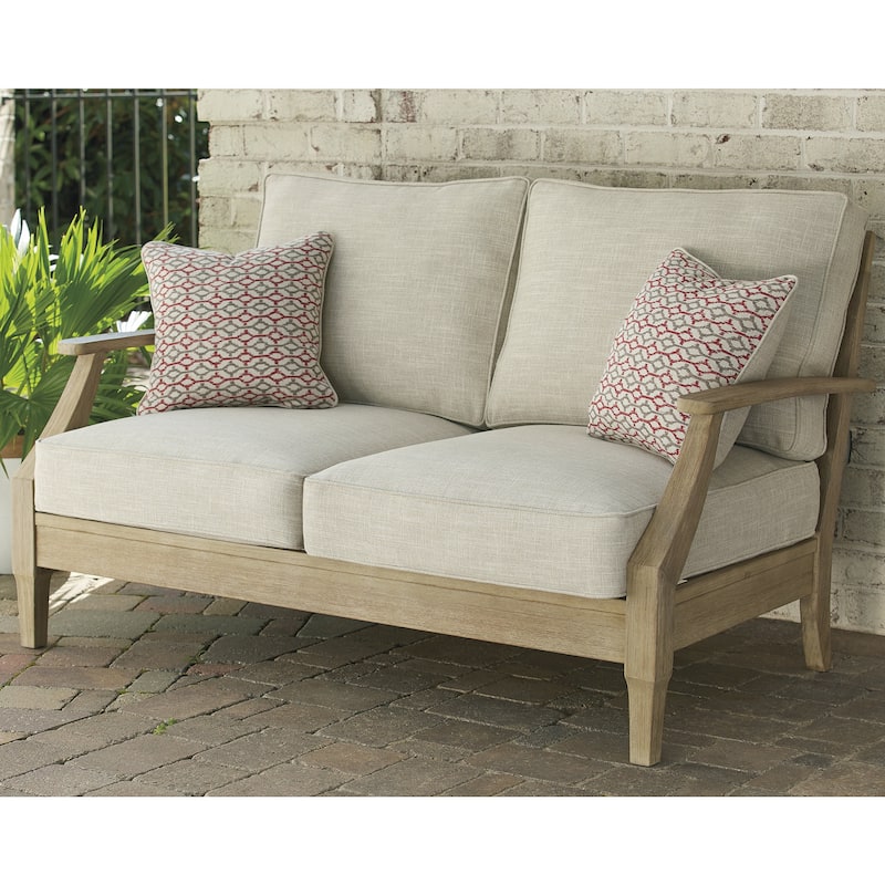 Signature Design by Ashley Clare View Beige 2-Piece Outdoor Package - 81"W x 35"D x 32"H