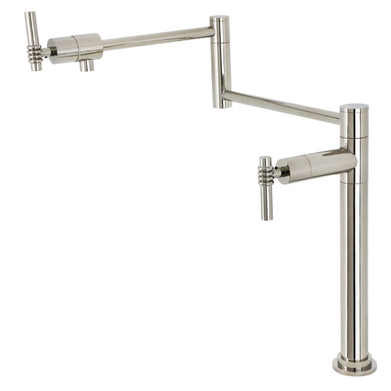 Kingston Brass KS470.ML Milano 3 GPM Single Hole Pot Filler with Lever - Polished Nickel
