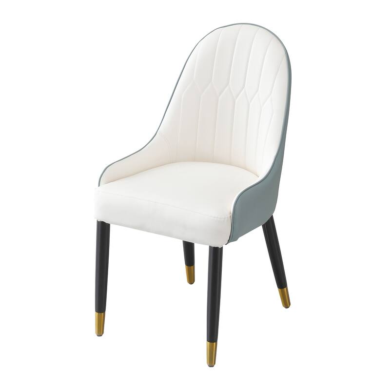 Modern 2 Piece Ergonomic PU Leather Kitchen Dining Chair with Backrest, Cushion, Metal Feet for Restaurant Kitchen Living Room
