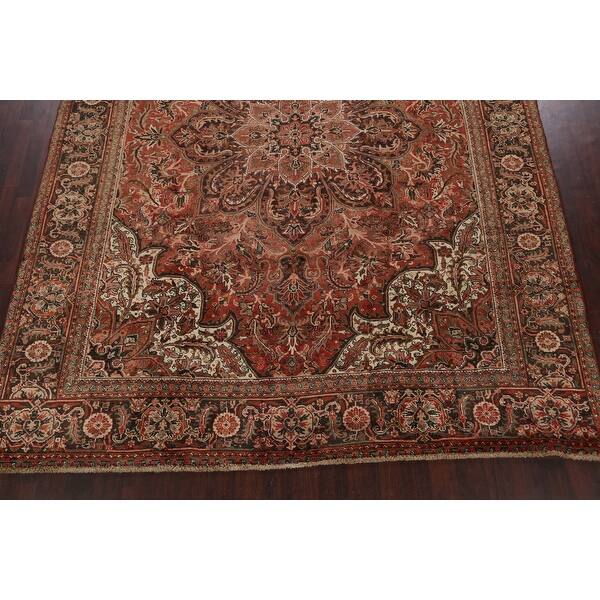 Shop Antique Floral Heriz Persian Area Rug Wool Handmade Living Room Carpet 9 9 X 12 7 Overstock 32224061