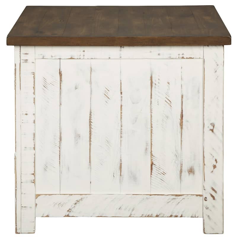 26 in. White and Brown Rectangle Wood End Table, Sturdy Build End Side Table for Living Rooms