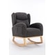 preview thumbnail 96 of 98, Teddy Fabric Upholstered Rocking Armchair with Solid Wood Frame & Legs, Cozy Ergonomic Lounge Chair with Soft Cushioning