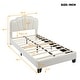 preview thumbnail 20 of 48, Twin/Full Size Upholstered Bed Frame with Flower Shaped Headboard, Elegant Platform Bed with Wooden Slats Support & LED Light