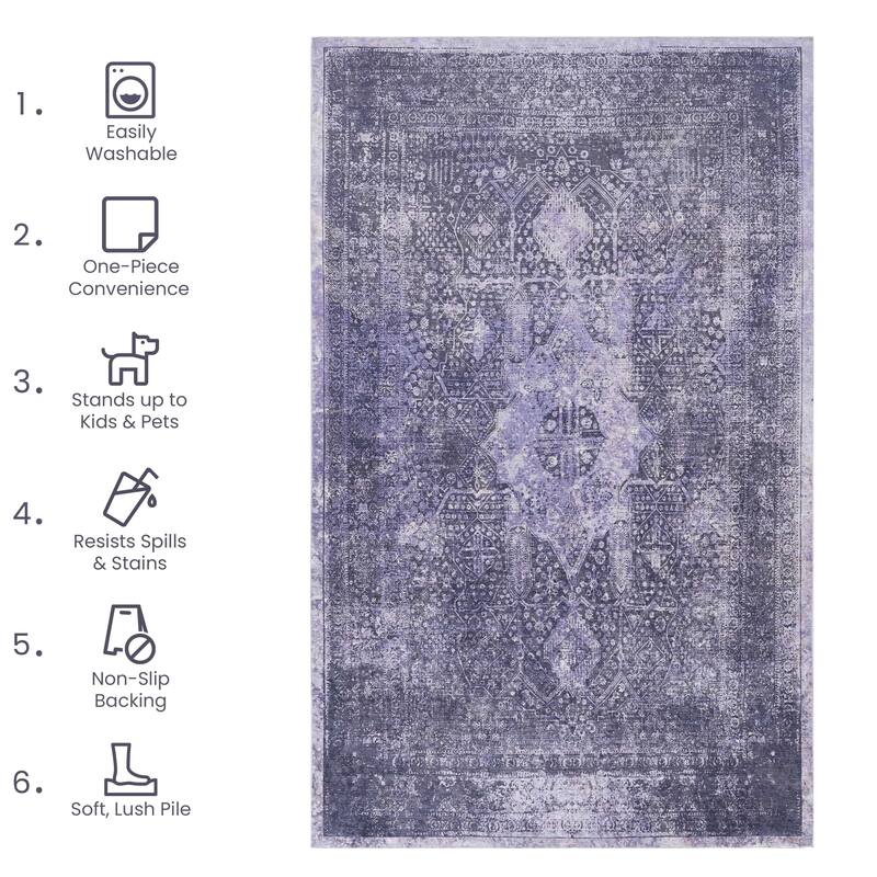 3x5 Area Rugs Machine Washable Rugs Living Room Rugs for Bedroom Laundry Room Kitchen Non Slip Carpet Abstract Soft Low - 3'6"